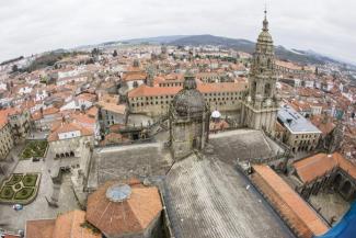 Imaxe aérea do Casco Histórico de Santiago